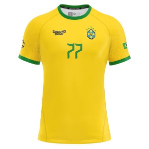 Ground Game Brazil Football rashguard za BJJ kratki rukav – prednja strana