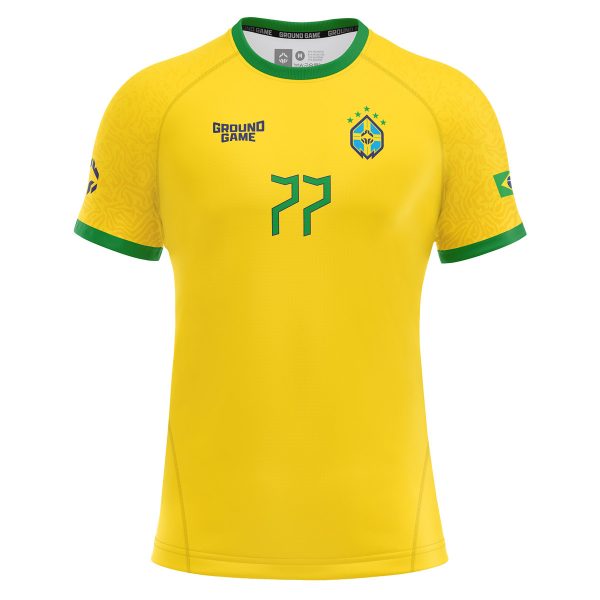 Ground Game Brazil Football rashguard za BJJ kratki rukav – prednja strana